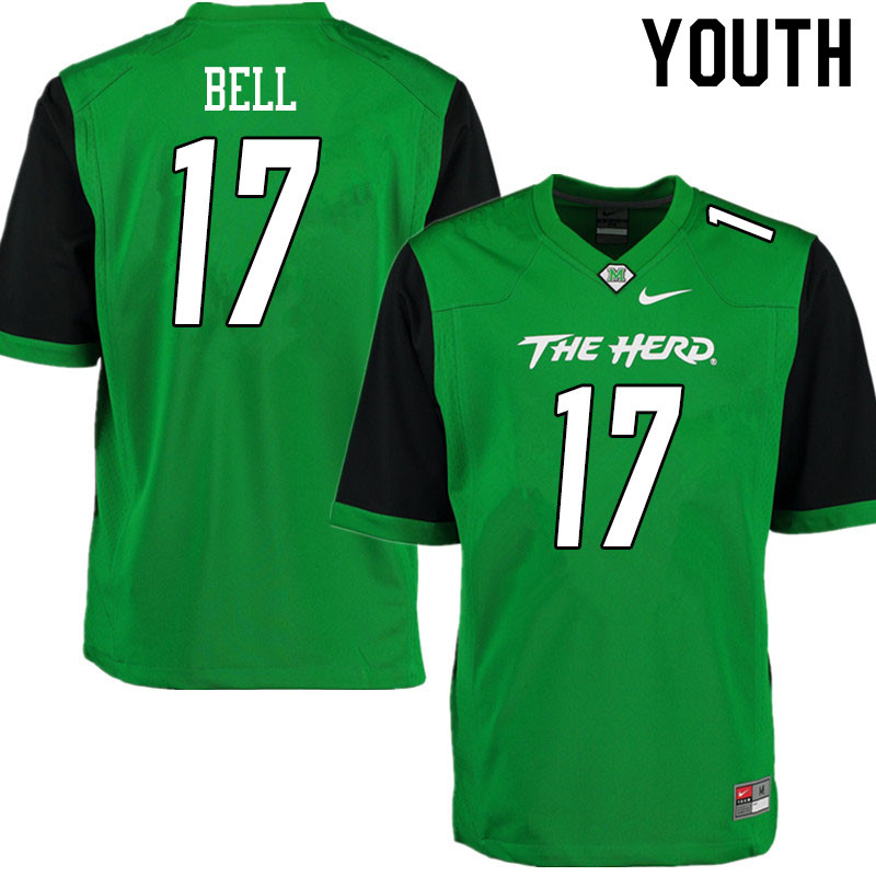 Youth #17 Charles Bell Marshall Thundering Herd College Football Jerseys Sale-Gren - Click Image to Close